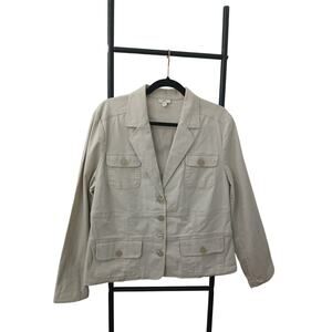 🔴 5 for $40 SALE! J.Jill Beige Button Down Stretch Safari Blazer  Sz L